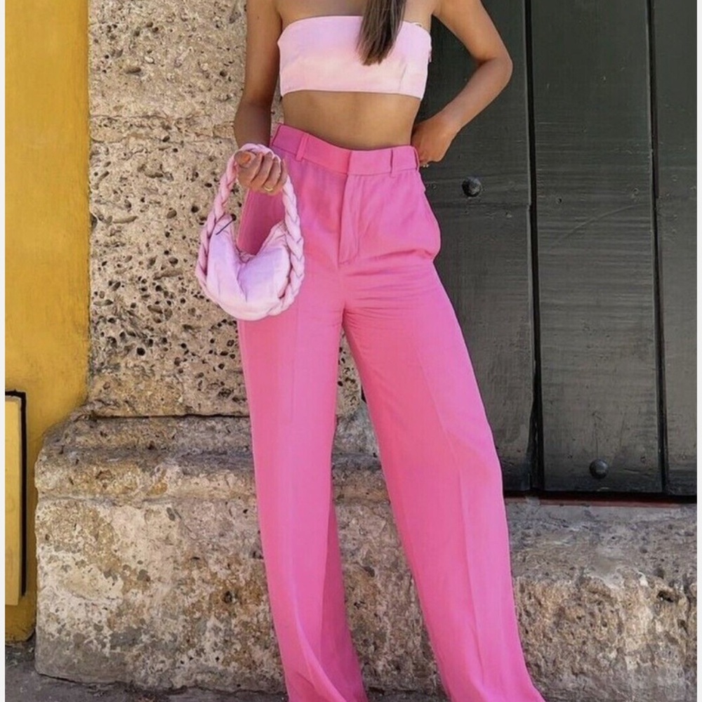 Zara Pink Wide Leg Women's Pants